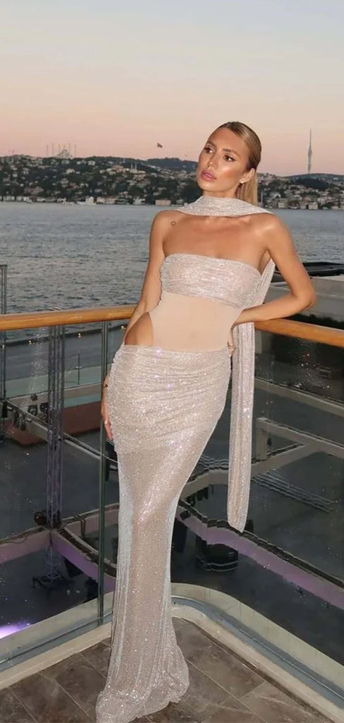 Sparkly Silver Sweetheart Mermaid Long Prom Dress Ideas, Evening Party Dresses,WGP1953