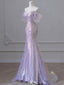 Sparkly Purple Off-Shoulder Mermaid Long Prom Dress Ideas, Evening Party Dresses,WGP1892
