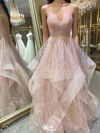 Gorgeous Pink Spaghetti Strap Sleeveless A-Line Long Prom Dress Ideas, Evening Party Dresses , WGP1887