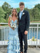 Pretty Ruffled Tiered Light Blue Prom Dress V-Neck Sleeveless Party Gown,WGP2162