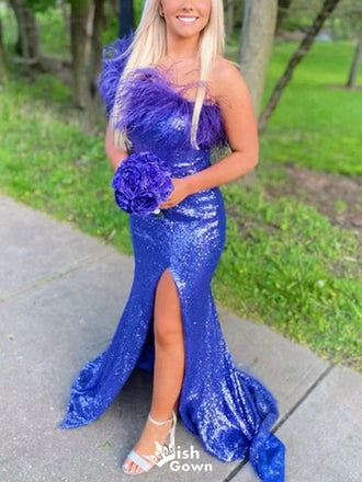 Unique One-shoulder Mermaid Long Prom Dress Ideas, Evening Party Dresses,WGP1375