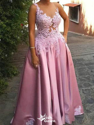 Elegant V-neck Lace A-line Long Prom Dress Ideas, Evening Party Dresses,WGP1381