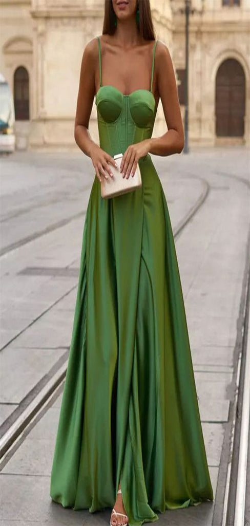 Gorgeous Green A-Line Sweetheart Spaghetti Straps Maxi Long Party Prom Gowns,Evening Dresses,WGP387