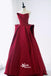 Sexy Red Strapless A-line Lace up Back Party Prom Dresses,Evening Dress Online with Pleats, WGP873