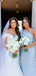 Elegant Blue Mermaid One-Shoulder Sleeveless Wedding Guest Bridesmaid Dresses,WGM359