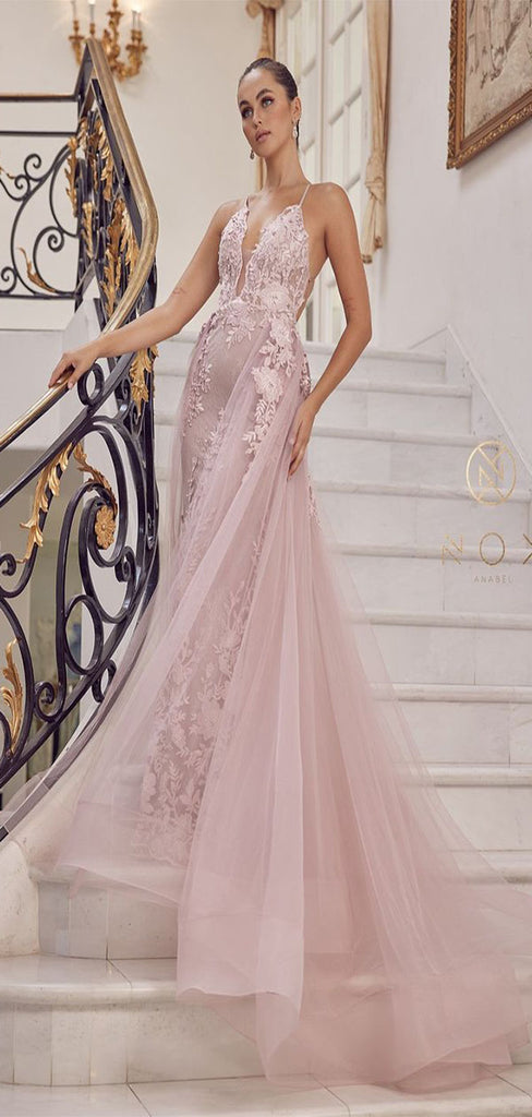 Sexy Pink Mermaid V Neck Halter Appliques Lace Up Long Formal Prom Gowns,Evening Dresses,WGP359