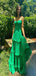 Elegant Emerald Green A-Line Sweetheart Spaghetti Straps Ruffle Maxi Long Party Prom Gowns,Evening Dresses,WGP385