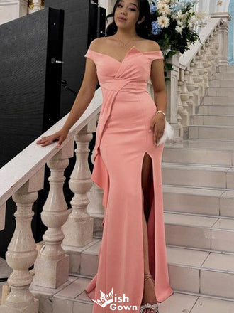 Elegant V-neck Off-shoulder Mermaid Long Prom Dress Ideas, Evening Party Dresses,WGP1433