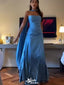 Elegant Blue Strapless A-line Long Prom Dresses Party Dress,WGP1034