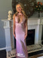 Sexy Plunging Light Pink Mermaid Long Party Dress Prom Dresses, WGP971