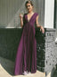 Elegant Purple V-Neck A-Line Popular Long Evening Dresses, Formal Dresses, Birthday Party, WGP625