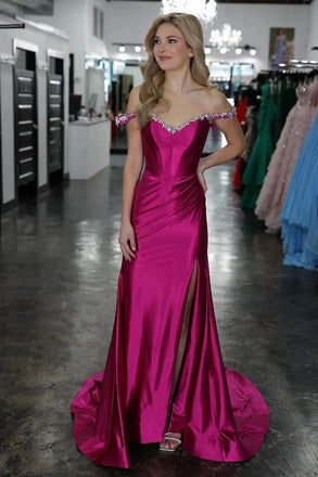 Sexy Pink Off-Shoulder Mermaid Long Prom Dress Ideas, Evening Party Dresses,WGP1928