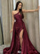 Sexy Burgundy One-Shoulder Mermaid Long Prom Dress Ideas, Evening Party Dresses, WGP2019