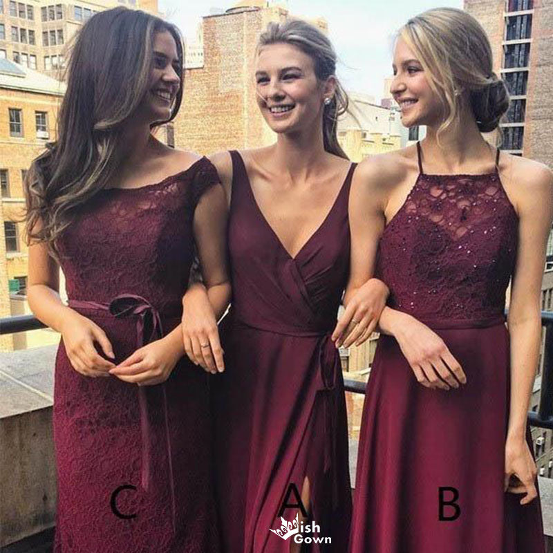 Elegant Red Mismatched Sleeveless Mermaid Long Bridesmaid Dresses Online,WGM443