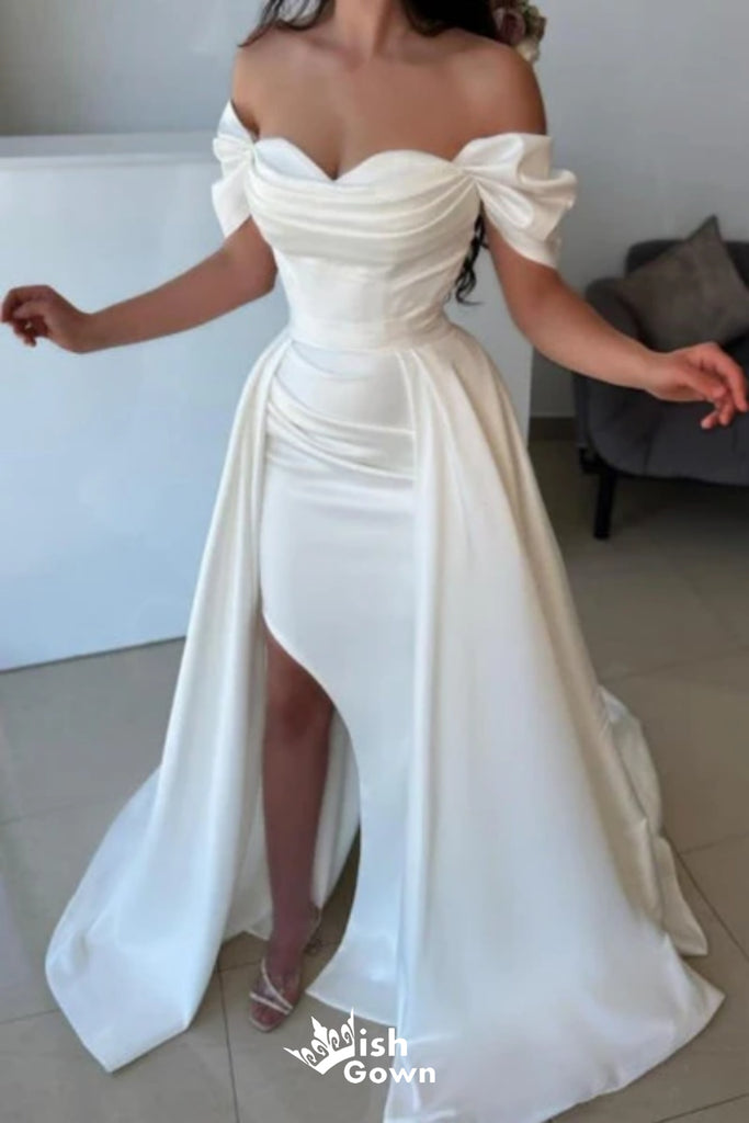 Stylish White Sexy Off the Shoulder Sweetheart Mermaid Long Party Dress Prom Dresses,Evening Dress Online, WGP880