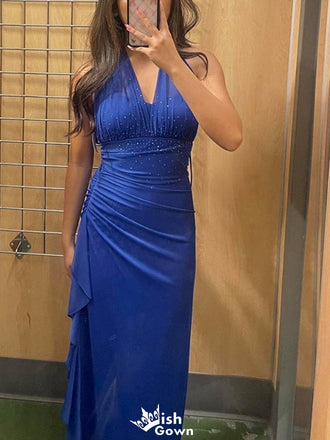Gorgeous V-neck Halter Mermaid Long Prom Dress Ideas, Evening Party Dresses,WGP1450