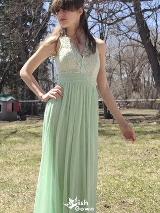 Gorgeous V-neck Lace A-line Long Prom Dress Ideas, Evening Party Dresses,WGP1458