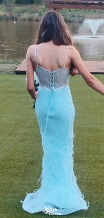 Gorgeous Spaghetti Strap V-neck Mermaid Long Prom Dress Ideas, Evening Party Dresses,WGP1486