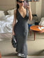 Sexy Black V-Neck Mermaid  Long Sleeve Popular Long Evening Dresses, Formal Dresses, Birthday Party, WGP672