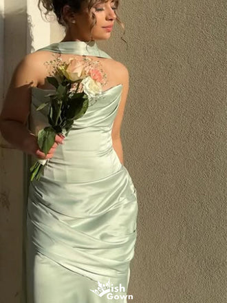 Elegant Strapless Bateau Mermaid Long Prom Dress Ideas, Evening Party Dresses,WGP1515