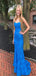 Sexy Royal Blue Mermaid Halter Sleeveless Long Maxi Prom Gowns,Evening Dresses,WGP348