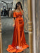 Gorgeous Orange Mermaid Off the Shoulder Long Party Dress Prom Dresses,Evening Dress Online, WGP940