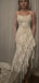 Unique Ivory Lace Mermaid Prom Dress High-Low Ruffle Hem Spaghetti Straps,WGP2141
