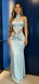 Modern Light Blue Halter Prom Gown Cutout Waist Satin Evening Dress,WGP2148