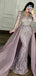 Unique Purple V-Neck Long Sleeve Mermaid Long Prom Dress Ideas, Evening Party Dresses,WGP1904
