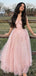 Dreamy Blush Pink Tulle Prom Gown Corset Top Sleeveless A-Line Ball Dress,WGP2189
