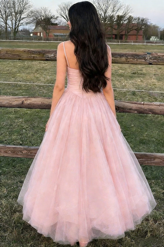 Dreamy Blush Pink Tulle Prom Gown Corset Top Sleeveless A-Line Ball Dress,WGP2189