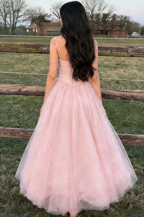 Dreamy Blush Pink Tulle Prom Gown Corset Top Sleeveless A-Line Ball Dress,WGP2189