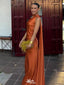 Elegant Orange Halter Mermaid Long Prom Dress Ideas, Evening Party Dresses,WGP1838