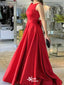 Elegant Red A-Line Halter Backless Long Evening Dresses, Formal Dresses, Birthday Party, WGP539