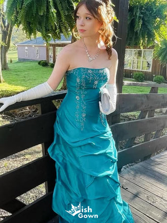 Elegant Strapless Sheath Long Prom Dress Ideas, Evening Party Dresses,WGP1537