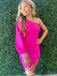 Sexy Pink One-Shoulder Mermaid Sleeveless Popular Cheap Short Homecoming Dresses, Birthday Party EPT236