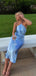 Sexy Baby Blue Halter Strap Mermaid Long Sleeve Popular Long Evening Dresses, Formal Dresses, Birthday Party, WGP679