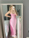 Sexy Pink Spaghetti Strap Mermaid Long Sleeve Popular Long Evening Dresses, Formal Dresses, Birthday Party, WGP683