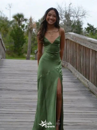 Gorgeous V-neck Spaghetti Strap Mermaid Long Prom Dress Ideas, Evening Party Dresses,WGP1150