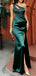 Modern One-Shoulder Beaded Emerald Satin Prom Dresses,Evening Party Dresses,WGP2067