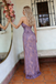 Fancy Lavender Sequin Prom Dress Sweetheart Neck Sleeveless Slit Sparkly Bodycon Gown,WGP2054