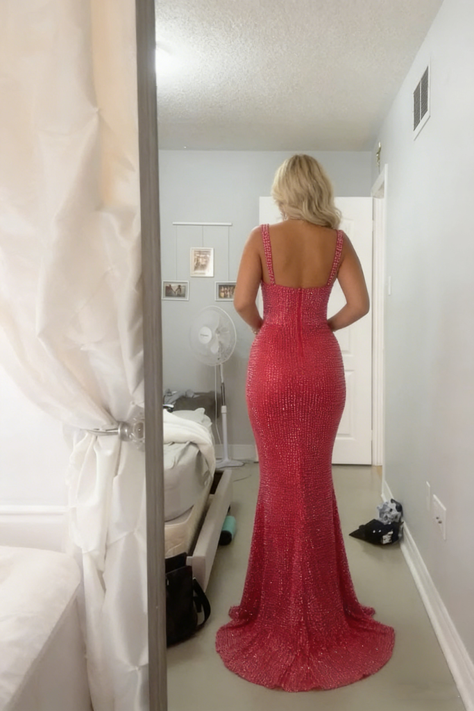 Modern Rhinestone Bodycon Prom Gown Sparkly Strapless Mermaid Formal Dress,WGP2164