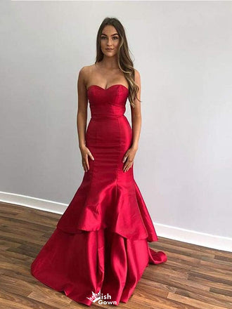 Gorgeous Red Sweetheart Mermaid Long Prom Dress Ideas, Evening Party Dresses,WGP1793