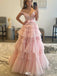 Fancy Tiered Ruffle Tulle Ball Gown Prom Dress with Beaded Off-Shoulder Top,WGP2155