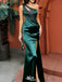 Modern One-Shoulder Beaded Emerald Satin Prom Dresses,Evening Party Dresses,WGP2067