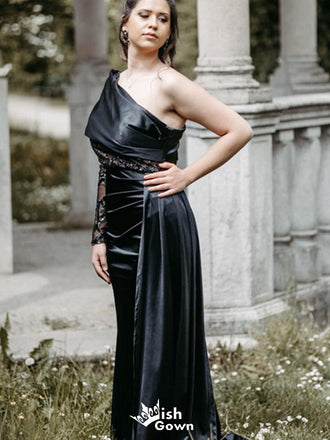 Gorgeous One-shoulder Mermaid Long Prom Dress Ideas, Evening Party Dresses,WGP1575