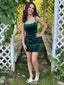 Sexy Green Spaghetti Strap Mermaid Long Sleeve Popular Cheap Short Homecoming Dresses, EPT249