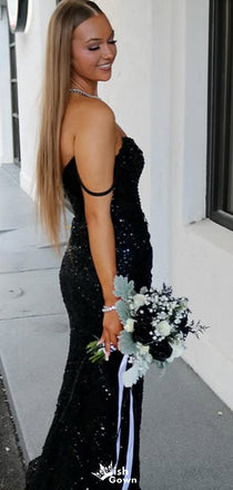 Elegant Off-shoulder Strapless V-neck Long Prom Dress Ideas, Evening Party Dresses,WGP1577