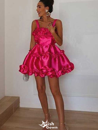 Elegant Spaghetti Strap A-line Short Mini Homecoming Dress,EPT451