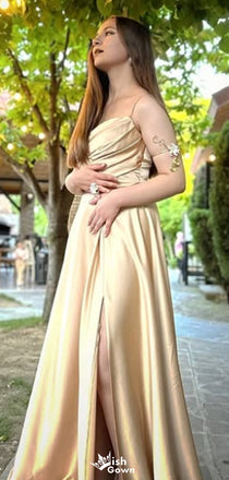 Gorgeous Spaghetti Strap A-line Long Prom Dress Ideas, Evening Party Dresses,WGP1607